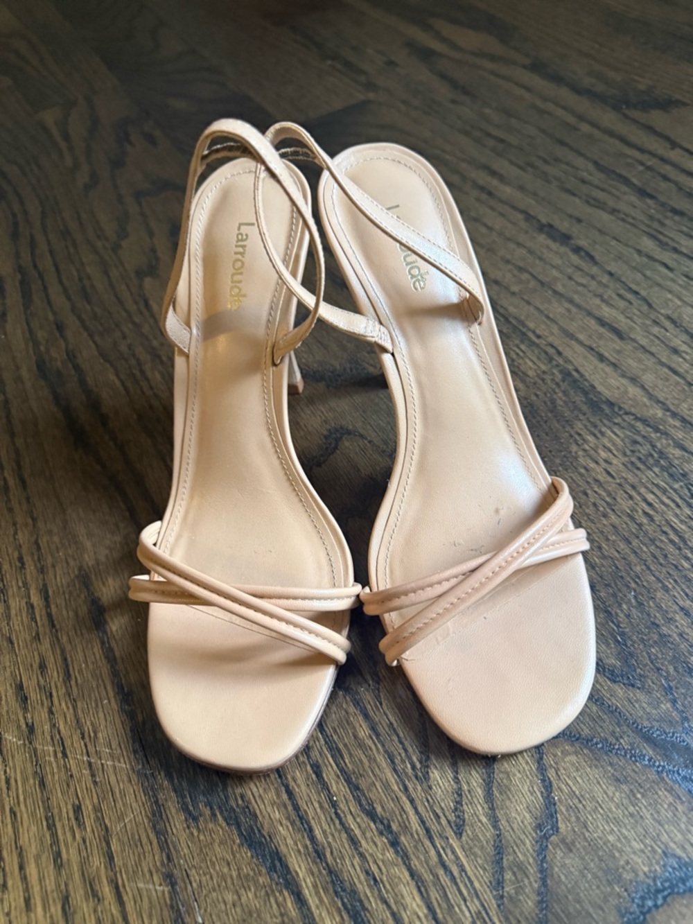 Larroude Blush Strappy Slingback Heels for Women
